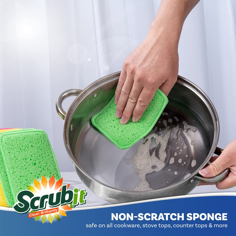 SCRUBIT Scrub and Wipe Scrubbing Pads [10 Pack] - SCRUBIT Dual Sided Scouring Pad and Sponge - Reusable Kitchen Scrubbing Sponges for Dishes, Pots, Pans Utensils & Non-Stick Cookware (Pink) - Image 4